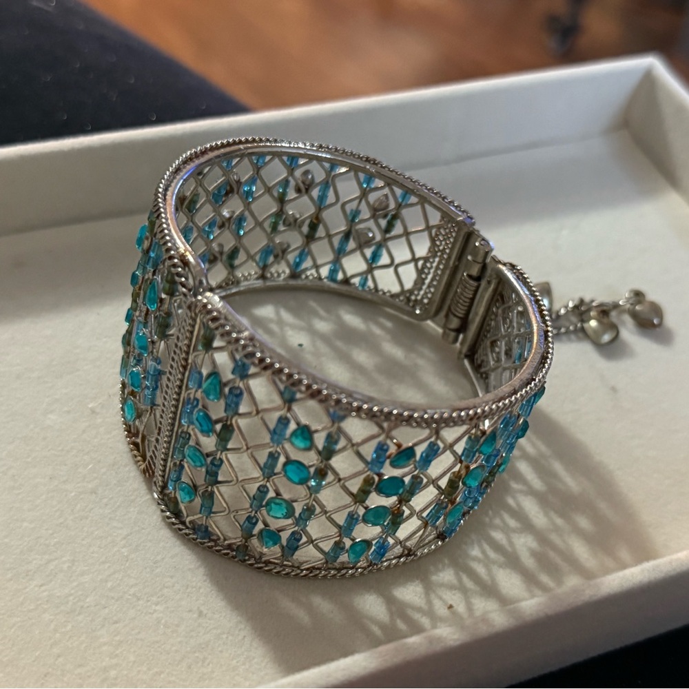 Cuffed Bracelet with Blue Gemstones